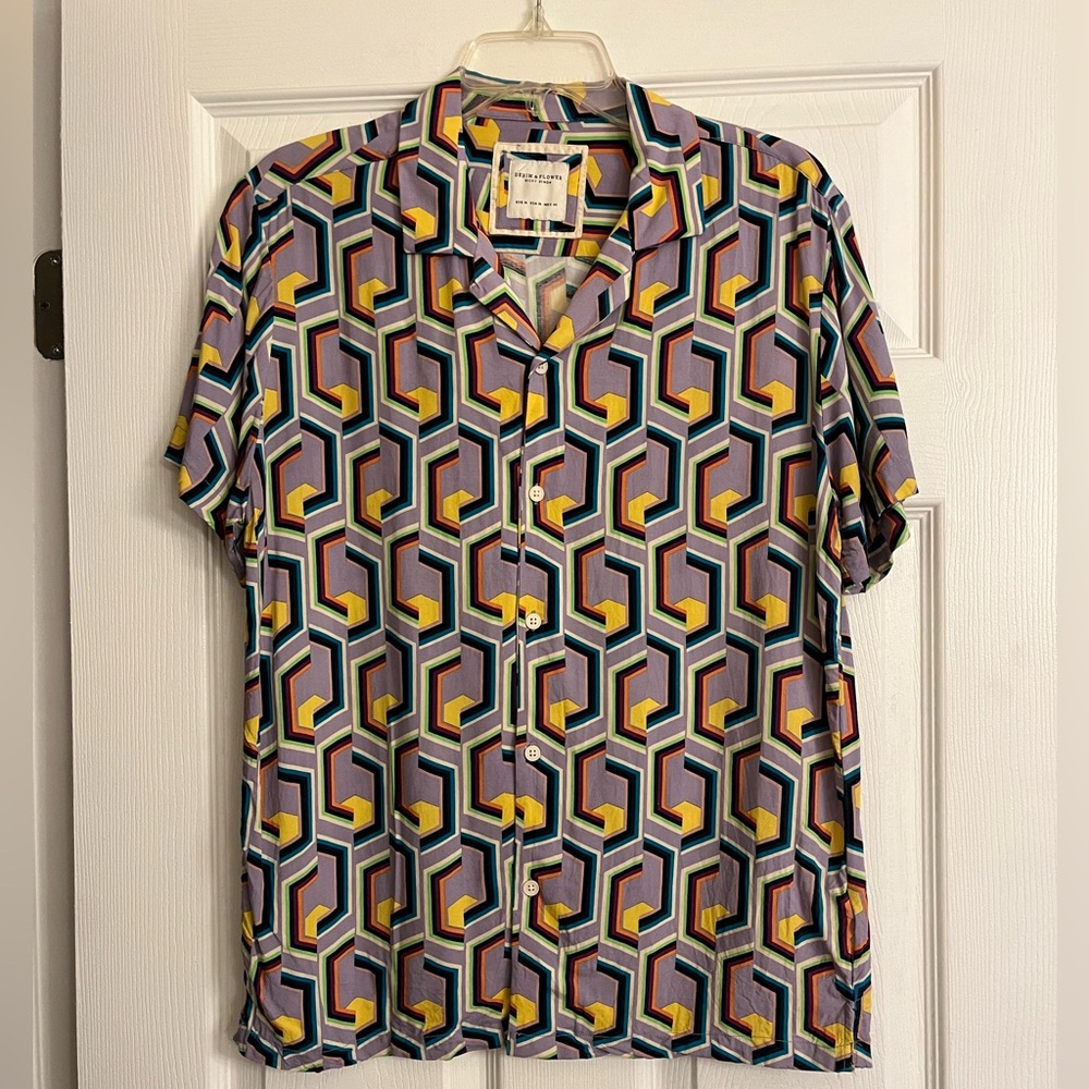 NWOT Denim & Flower Ricky Singh Geometric Patterned Men's Shirt